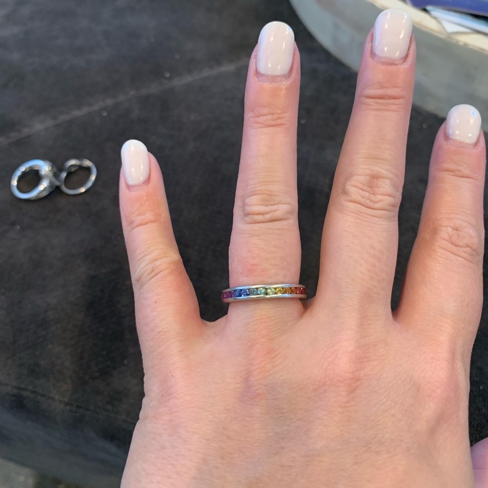 Rainbow PRIDE sapphire eternity band